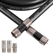 15Ft, Black Rg6 Coaxial Cable With F Connector, F81 Rf Double Female Adapter, Lo - £17.36 GBP