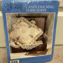 CANDAMAR Candlewicking Embroidery Kit PATCHWORK PLATE PILLOW #80220 14&quot;x14&quot; - $14.60