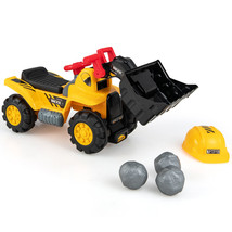 Kids Ride On Bulldozer Toy w/ Helmet &amp; 3 Toy Stones for Kids Aged 3 + Ye... - £91.73 GBP