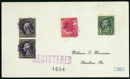 Shield Four Nice Strikes Fancy Cancel Registered Cover - Stuart Katz - $175.00