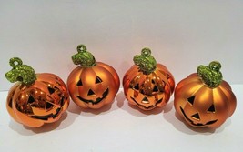 Halloween Pumpkins Plastic Tree Ornaments Decorations Set of 4 - £16.96 GBP