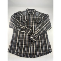 Manchester Ltd Shirt Mens Large Black Brown Plaid Pearl Snaps Button Up - €7,58 EUR