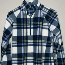 Eddie Bauer Blue Plaid Fleece Quarter Zip Pullover - $13.72