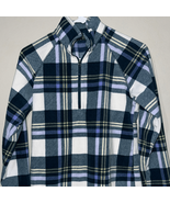 Eddie Bauer Blue Plaid Fleece Quarter Zip Pullover - $13.72