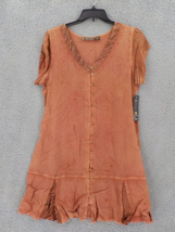 Raya Sun Women Ss Dress Sz 1X Burnt Sienna Animal Print Sleeves Collar Pleat Nwt - £15.97 GBP