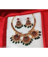 Temple Allure Kundan Jewelry Traditional Bridal South Jewelry Set f - £6.72 GBP