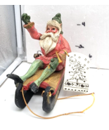 2- 1988 House of Hatten- Santa on Sleigh Good Cheer + Santa Holding Lamp... - $28.00