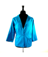 Allison Sport Womens Medium Crepe Jacket One Button Teal Work Dress Ligh... - $23.10