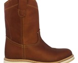 Mens Tan Work Boots Pull On Oil Resistant Genuine Leather Round Toe - $64.99