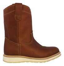 Mens Tan Work Boots Pull On Oil Resistant Genuine Leather Round Toe - £52.26 GBP