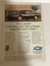 1992 Chevrolet Cavalier VL Vintage Print Ad Advertisement  pa31 - $7.91