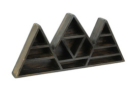 Zeckos Dark Brown Wooden Geometric Triangle Crystal Display Shelf - £35.00 GBP