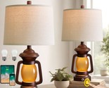 Farmhouse Lantern Table Lamps Set Of 2, Vintage Bedroom Resin Lamp With ... - $94.99