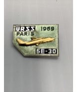 Vintage Badge URSS Paris 1969  Lapel Pin Paris Air Show 5E-30 Plane Airp... - €21,49 EUR