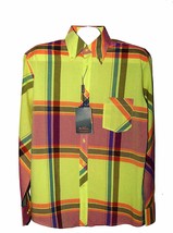 Ben Sherman Multi-Color Green Plaid Men&#39;s Slim Fit Cotton Shirt Size 4 XL - £35.83 GBP