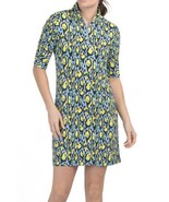 NWT Ladies IBKUL GEMMA Periwinkle Ruched Elbow Sleeve Mock Golf Dress S &amp; M - $69.99