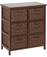 Woven Strap 6 Drawer Chest, Brown, 30 Lbs Us, Honey-Can-Do Home Storage. - £69.29 GBP