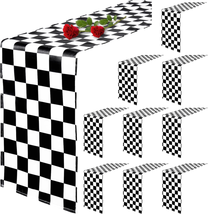 10 Pack Checkered Table Runner Black and White Checkerboard Racing Theme ​Flag T - £27.88 GBP