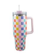 Multicolored Checkered Insulated Stainless Steel Tumbler 40 oz with Handle - £29.51 GBP