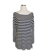 LOFT Womens Blouse Blue White Striped Nautical Preppy Blouse Stretch Large - $319.69 MXN