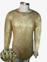 9mm Brass Chainmail Shirt Flat riveted With washer Large Size armor HALLOWE gift - £503.45 GBP