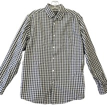 Claiborne Shirt Black White Buffalo Plaid Classic Long Sleeve Buttons Me... - $11.70