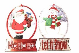 Christmas House Wooden Globe Style Hanging Signs - Set of 2, Santa and S... - £6.19 GBP