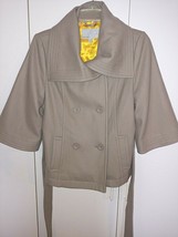 Old Navy Ladies Cute 3/4-SLEEVE Brown Wool Blend JACKET-M-WIDE COLLAR-WORN Once - £16.21 GBP