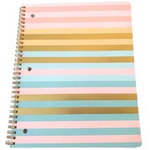 Spiral Notebook Striped Wide Rule Gold Spiral Notebook 1 Subject - £5.58 GBP