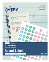 Avery 34221 3/4 Inch Matte White Round Labels Happy Planner Arts Crafts 2 Pack - £6.66 GBP