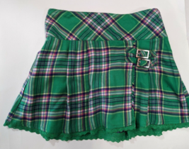 Justice Plaid Skirt Skort green tartan Girls kids size 12 - £11.01 GBP