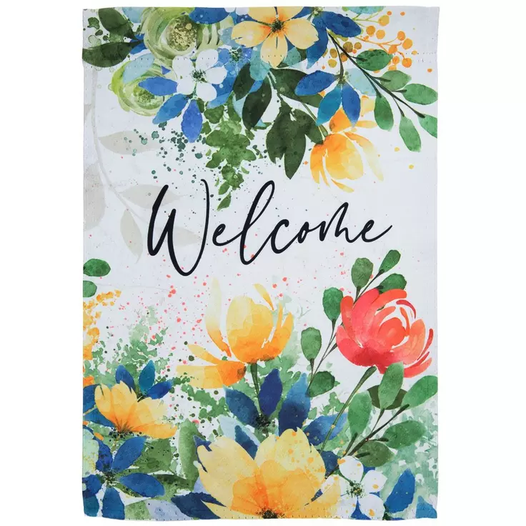 Welcome Floral Garden Flag- 2 Sided Message, 12&quot; x 18&quot; - $7.99