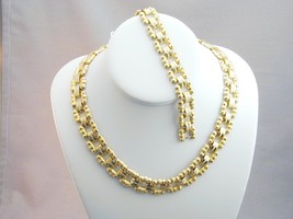 Gorgeous Vintage Gold Tone Link Necklace &amp; Bracelet Statement Bold - £23.59 GBP