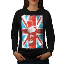 Wellcoda Great Britain Cat Womens Sweatshirt, British Casual Pullover Jumper - £22.91 GBP+