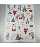 Vintage Current Christmas Stickers 1 Sheet Holiday Folk Rustic Santa Sno... - $5.45 CAD