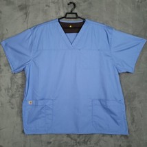 NEW Carhartt Men&#39;s 3XL Ripstop Multi-Pocket Scrub Top Shirt, Ceil Blue, V-Neck - £22.58 GBP