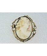 Vintage Cameo Pin Brooch REAL SOLID 10 k Yellow Gold 5.0g - £251.64 GBP