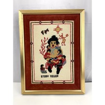 VTG 80&#39;s Storyteller Southwestern Crewel Embroidered Framed Wall Art 12&quot;... - $30.59