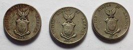 3 Phillipine Five Centavos Filipinas Coins:  1944, 1945  - £4.77 GBP