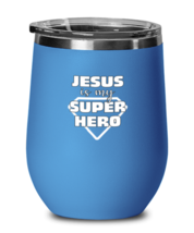 Religious Wine Glass Jesus Is My Super Hero Blue-WG  - £21.54 GBP