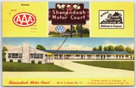 Virginia Roanoke Shenandoah Motor Court Tichnor roadside linen Postcard - £4.81 GBP