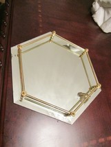 Tabletop Mirror vanity tray and brass 12&quot; ORIGINAL 6 SIDES - $74.25