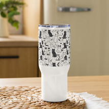 New 25oz Travel Mug Cats Animal Print Handle Stainless Steel Spill Proof Lid - £27.55 GBP