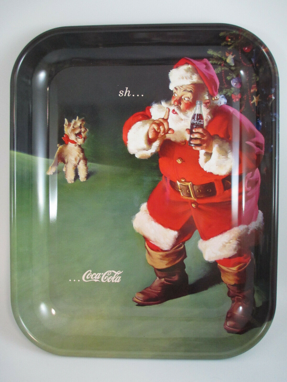 Coca Cola Metal Haddon Sundblom Santa Tray When Friends Drop In Christmas - $9.65