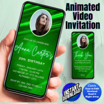 Any Age Invite, Green Wave Digital Invitation, Video Invite, Animated Invitation - £4.78 GBP