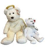Beanie Baby TY Halo II Angel Bear Buddy Large 14" &amp; Small NWT Set - €20,45 EUR