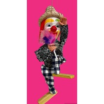 Marionette Clown Puppet Holding Feathers VTG - $18.80