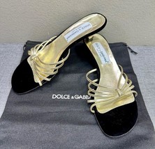 Awesome D&amp;G Dolce Gabbana Gold / Black Heel Sandals Shoes Size 38 IT / 8 US - £77.89 GBP