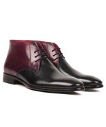 Paul Parkman Mens Shoes Boots Black Purple Chukka Leather Handmade CK68H1 - $644.93 CAD