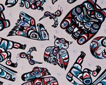 Cotton Native Spirit Totem Animals Tribal Symbols Cream Fabric Print BTY... - $12.95